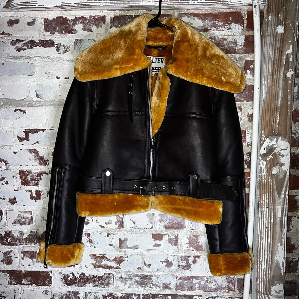 🏁 Walter Baker Mandie Coffee & Honey Genuine Leather Jacket / Coat 🍯🧸🔥 - Picture 8 of 11